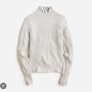 J. Crew Metallic Merino Wool Ruffleneck Sweater Festive Lightweight Preppy Sz S